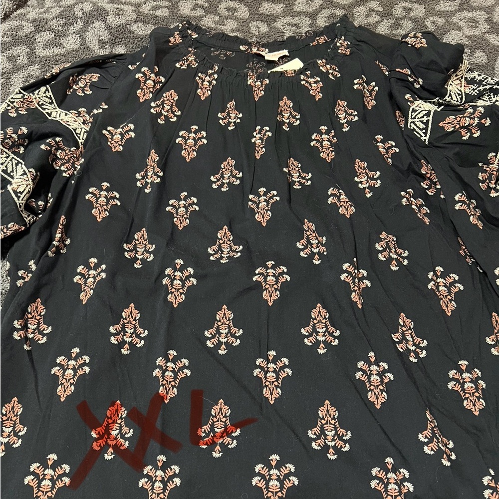 Knox Rose Black and Orange Patterned Blouse
